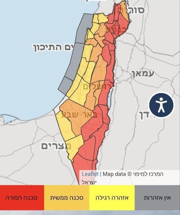 מפת אזהרות עומס החום