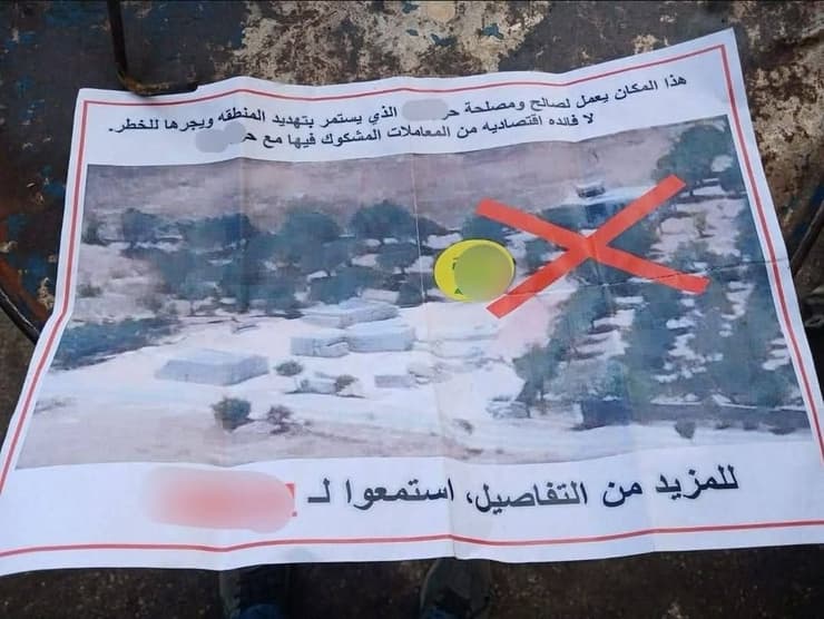 כרוז שהוטל באחד מכפרי דרום לבנון צה"ל הטיל כרוזים במקום. לפי התמונה, בכרוזים נכתב כי המקום משמש את חיזבאללה, שממשיך להוות איום על האזור