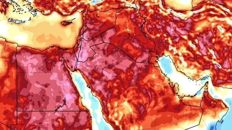 מפת גל החום בשלישי וברביעי
