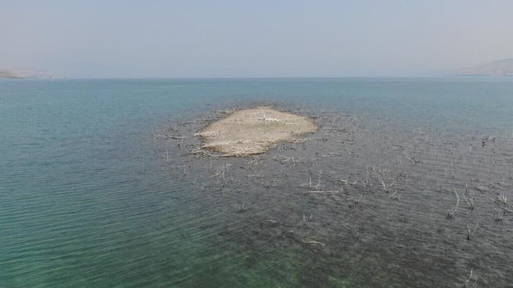 האי המשיך לגדול באוגוסט כתוצאה מירידת המפלס