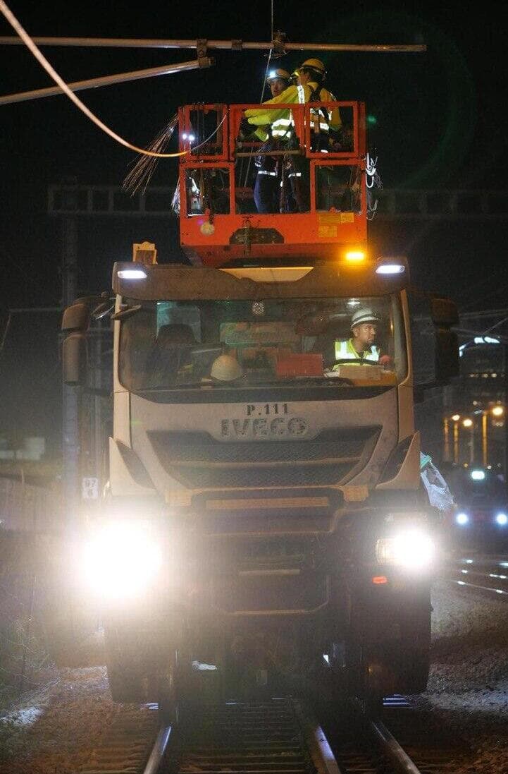 העבודות לתיקון התשתיות, הלילה (צילום: רכבת ישראל) עבודות תיקון לרכבת ישראל