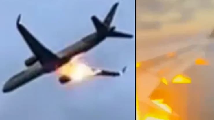 הלהבות פרצו מהמנוע אחרי סדרת פיצוצים מנוע של מטוס התפוצץ בטיסה מיוון לגרמניה