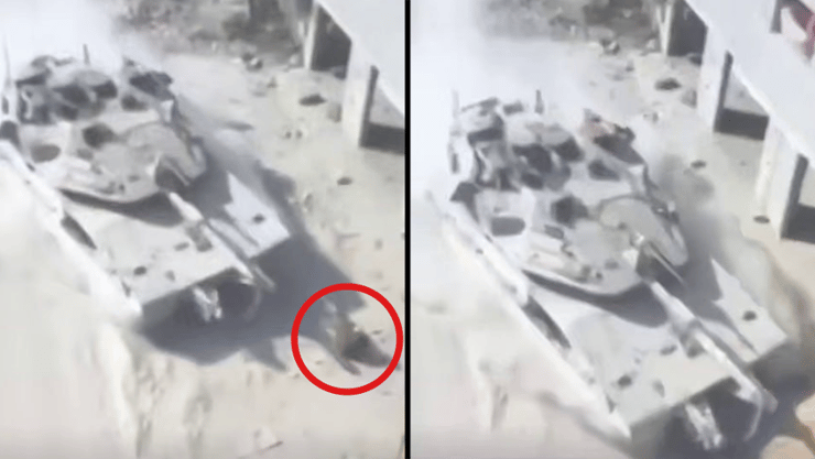 טנק של גדוד 74 דורס מחבל חמוש