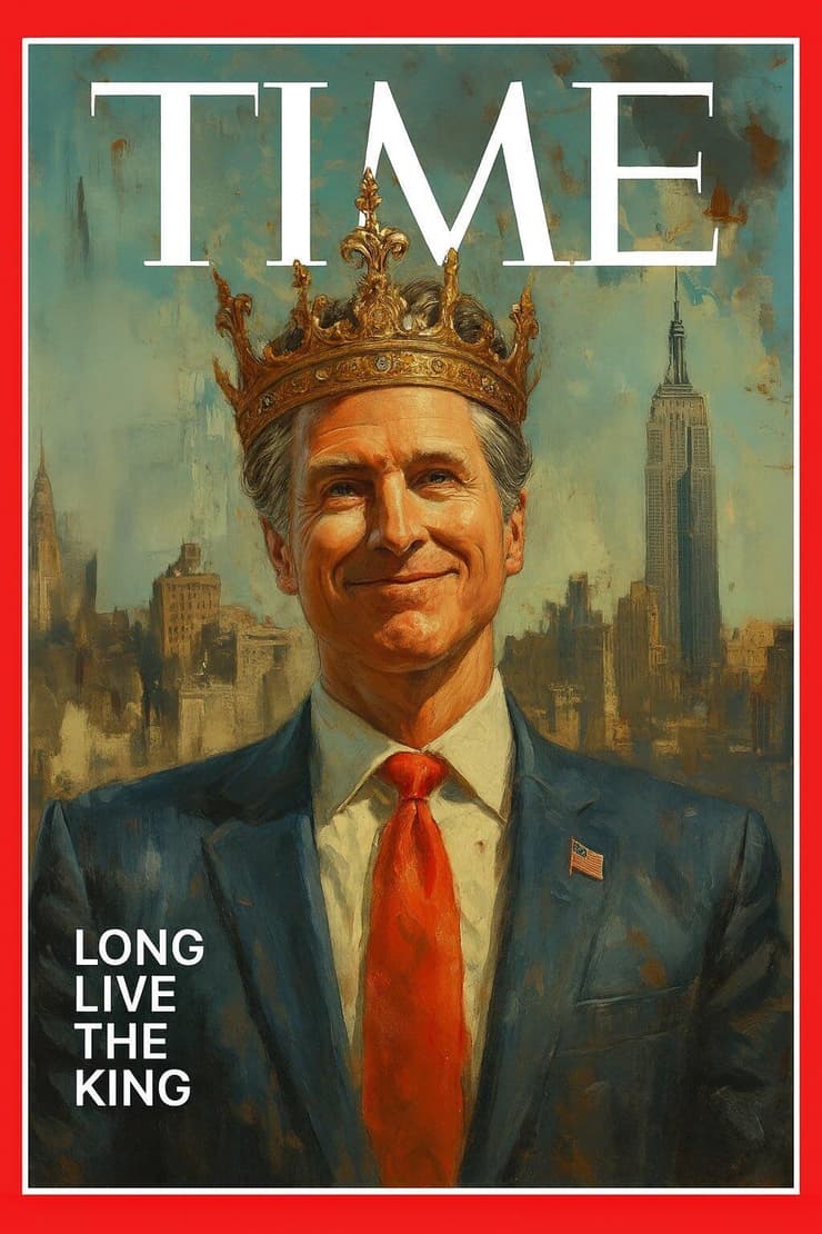 תמונת AI שצייץ מושל קליפורניה גווין ניוסם כחלק מניסיון להטריל את נשיא ארה"ב ותומכיו