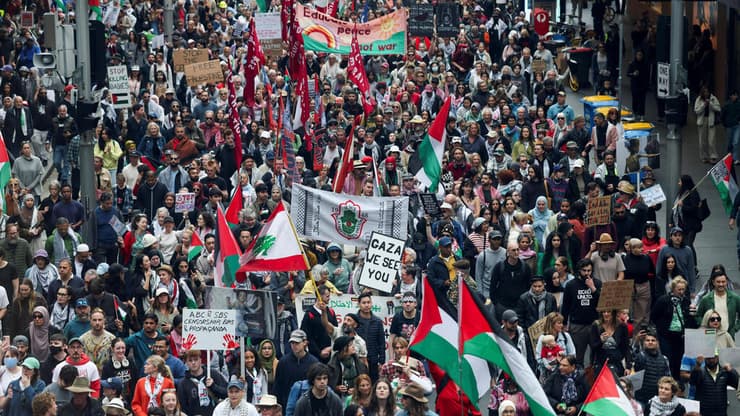 הפגנות נגד ישראל סידני (צילום: רויטרס/REUTERS/Hollie Adams) אוסטרליה יום הפגנות נגד ישראל סידני