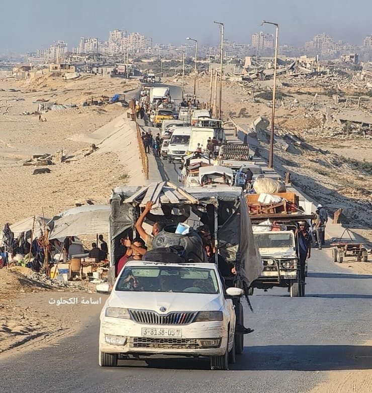 קולות התושבים: "הבריחה לא משנה כלום. בכל מקום בעזה יש מוות" תנועה גדולה של מתפנים מצפון הרצועה לכיוון דרום