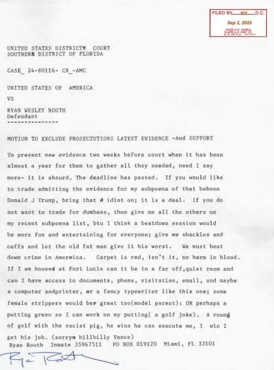 המתנקש של דונלד טראמפ ראיין ראות' מזמין אותו ל גולף קורא לו חזיר בבון שמן