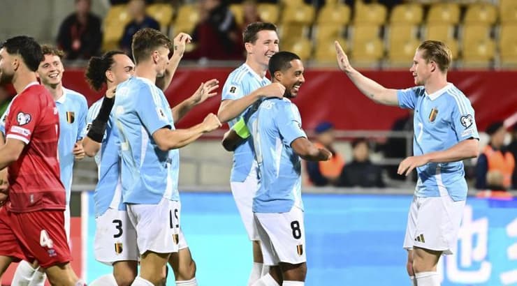 שחקני בלגיה חוגגים (IMAGO) שחקני בלגיה חוגגים