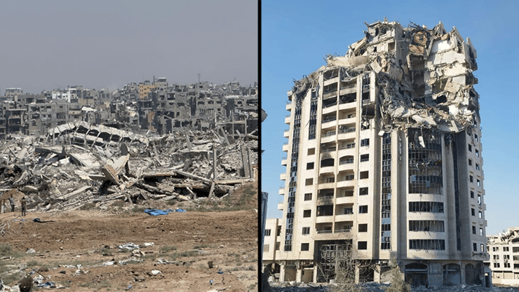 הרס  בשכונת זיתון, השכונה הגדולה ביותר בעיר עזה, שנגרם בעקבות המבצע הצבאי, בניין רב קומות בעיר עזה שהופץ ע"י כוחות צה"ל