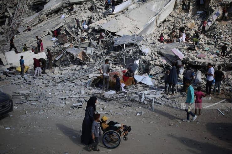 הרס בניין א-סוסי ממערב לעיר עזה