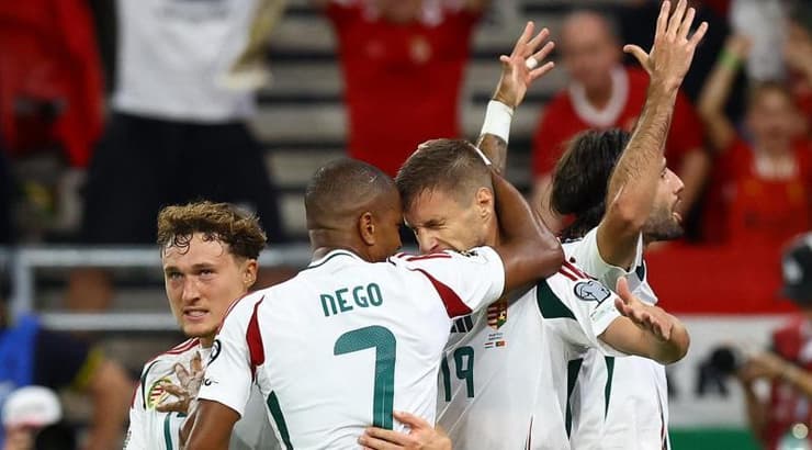 שחקני הונגריה חוגגים יתרון