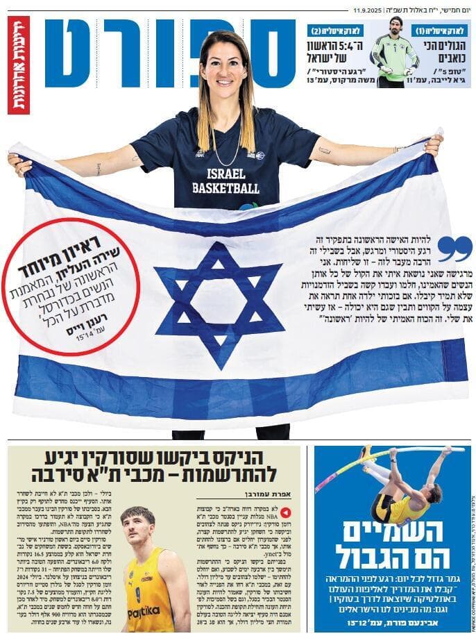 שער מוסף הספורט של "ידיעות אחרונות", הבוקר