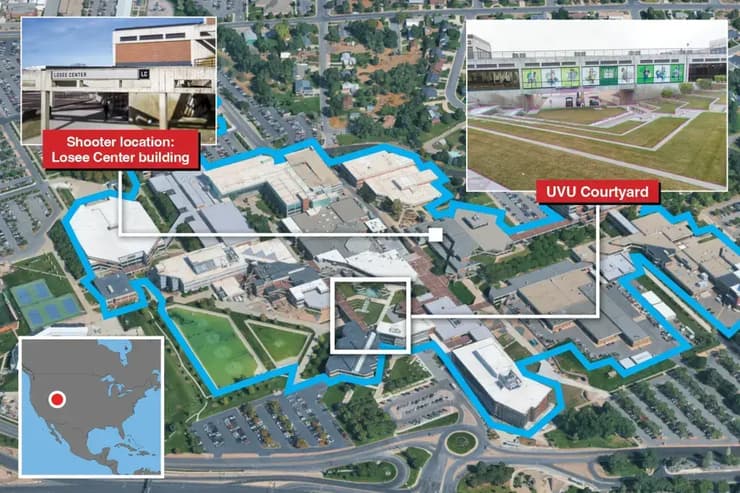 מפה רצח אוניברסיטה יוטה ארה"ב של צ'רלי קירק
