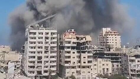 תקיפת  מגדל אל-כוואתר בשכונת תל אל-הווא, בדרום העיר עזה