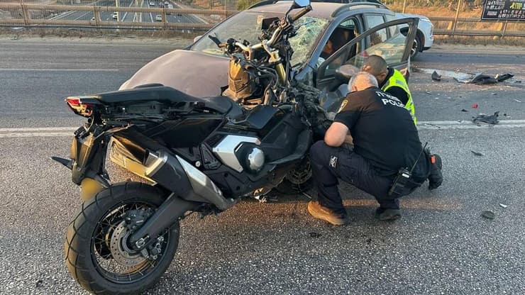 זירת תאונת הדרכים בכביש 55