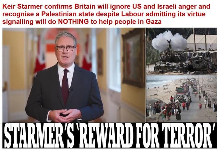 כותרת הדיילי מייל אחרי הכרזת בריטניה על הכרה במדינה פלסטינית