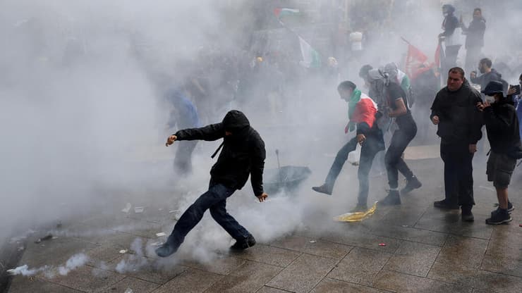 מחאה פרו-פלסטינית במילאנו 