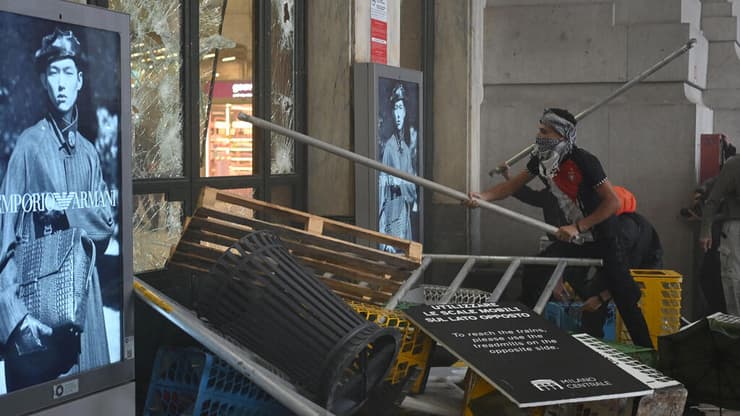 מחאה פרו-פלסטינית במילאנו 