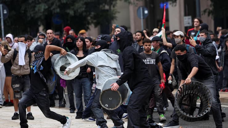 מחאה פרו-פלסטינית במילאנו 