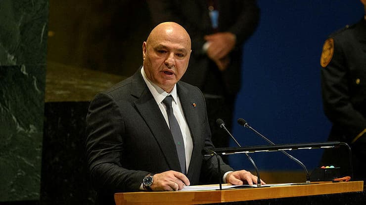 נשיא לבנון ג'וזף עאון נואם בעצרת הכללית של האו"ם