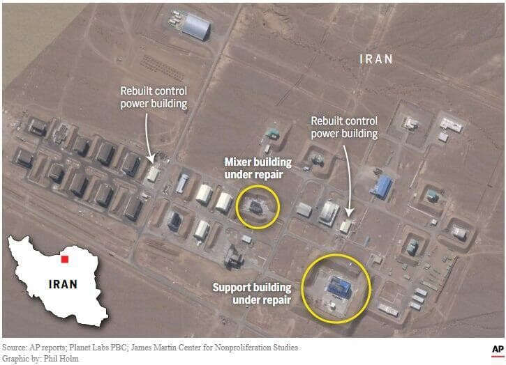 תמונת לוויין שמראה בנייה חדשה באתר בשאהרוד (צילום: AP, Planet Labs PBC) חידוש הבנייה באתר בשאהרוד