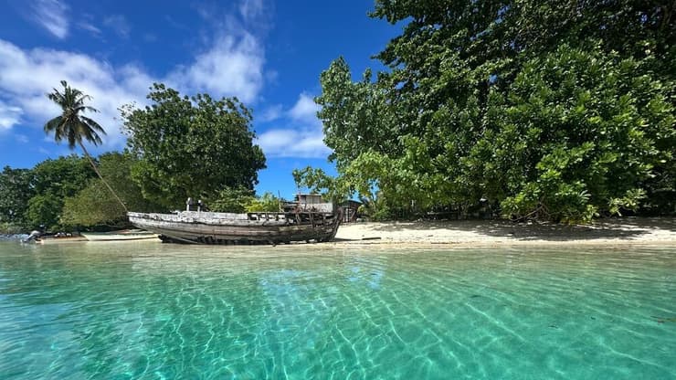 מים צלולים באחד מאינספור החופים של איי שלמה