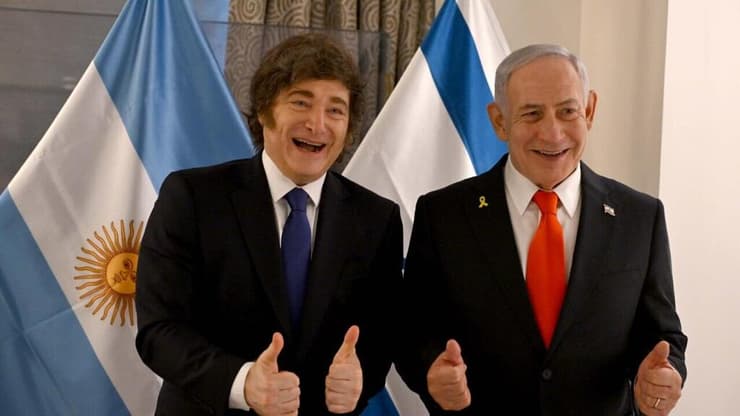 צילום: אבי אוחיון, לע"מ ראש הממשלה נתניהו עם נשיא ארגנטינה חאבייר מיליי, בזמן ביקורו בניו יורק