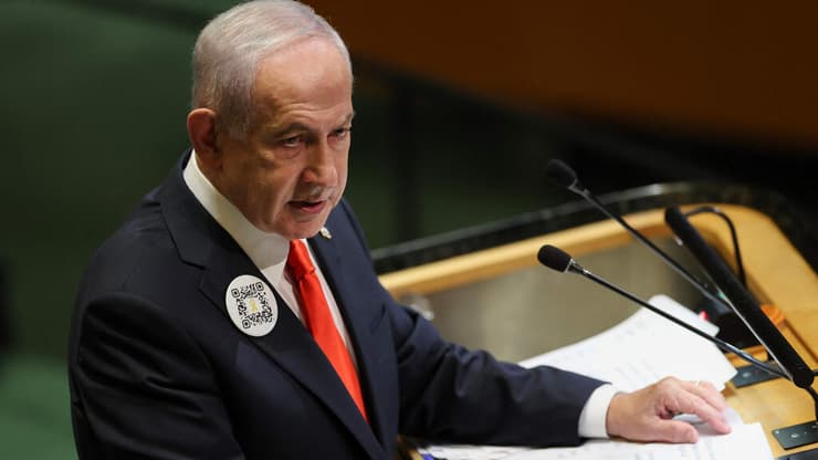 נמנע מלנחות בניו יורק. נתניהו בכינוס עצרת האו"ם בשנה שעברה (צילום: ANGELA WEISS / AFP) נאום נתניהו עצרת האו"ם או"ם ניו יורק