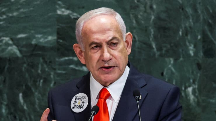 נתניהו. הכנות קדחתניות לפני הפגישה עם טראמפ (צילום: REUTERS/Jeenah Moon) נתניהו נואם בכינוס עצרת האו"ם הכללית