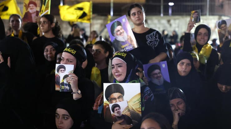 תומכי חיזבאללה בזירה בה חוסל חסן נסראללה