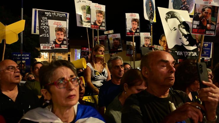 צילום: יובל חן עצרת משפחות החטופים בתל אביב