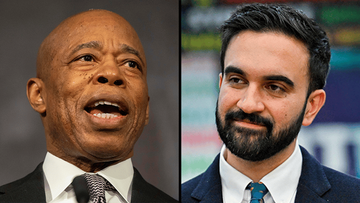 ממדאני ואדמס. קואומו ירוויח מהפרישה? (צילום: AP Photo/Sunday Alamba, צילום: AP Photo/Yuki Iwamura) זוהראן ממדאני, אריק אדמס ראש העיר ניו יורק