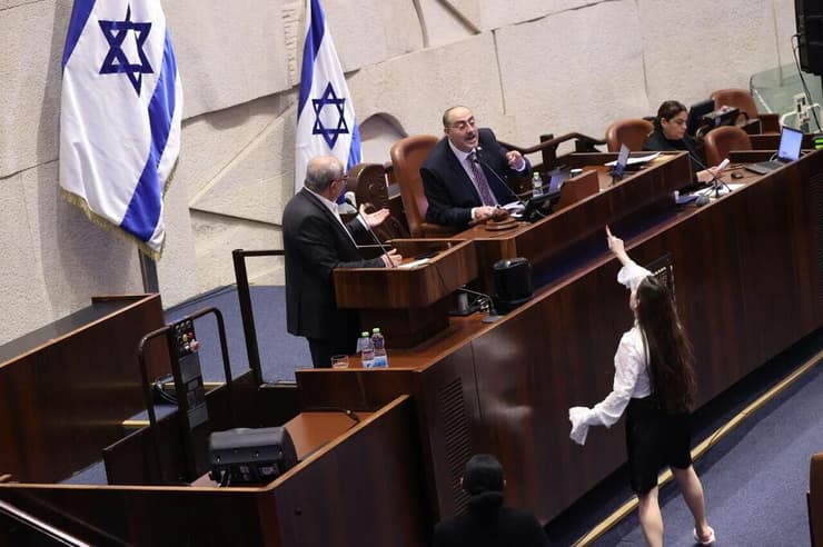 טלי גוטליב צועקת במליאת הכנסת (צילום: אלכס קולומויסקי) מליאת הכנסת