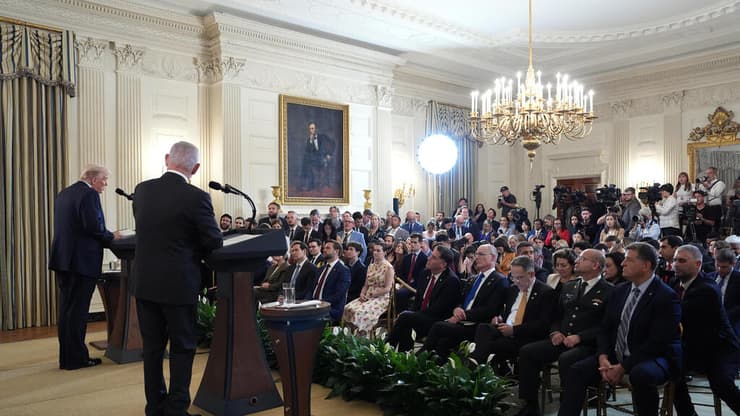  טראמפ ונתניהו במסיבת עיתונאים בבית הלבן