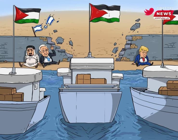 הקריקטורות ברשתות הערביות פוסטים ברשתות בעניין המשט לעזה