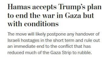 הסיקור בעולם בנוגע לתוכנית טראמפ לעזה והסכמת חמאס לחלק מהפרטים  - וושינגטון פוסט