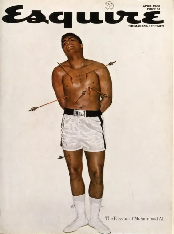 מוחמד עלי, אסקוויר, 1968 (Created by George Lois. Photo by Carl Fischer, courtesy of Esquire) מוחמד עלי, אסקוויר, 1968