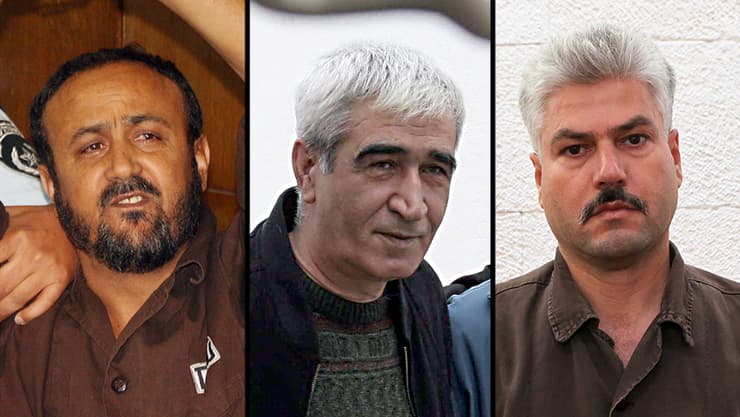 עבאס א-סייד, אחמד סעדאת, מרואן ברגותי. לא שוחררו - ולא צפויים להשתחרר (צילום: נועם מושקוביץ', עטא עוויסאת, יריב כץ) עבאס א-סייד, אחמד סעדאת, מרואן ברגותי