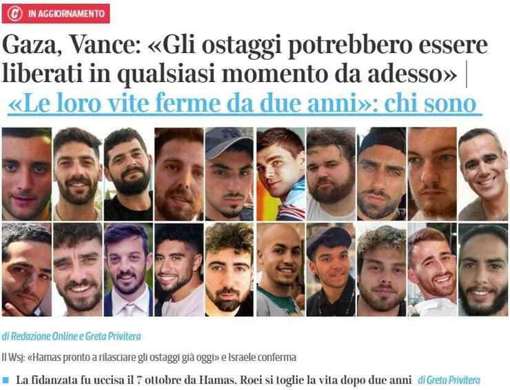 סיקור בעולם לקראת חזרת חטופים קוריירה דלה סרה