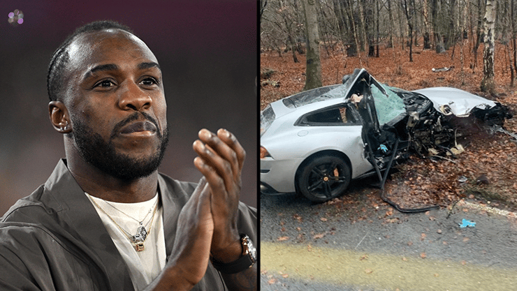 מיקייל אנטוניו והמכונית ההורסה (צילום: Justin Setterfield/Getty Images) מיקייל אנטוניו והמכונית ההורסה