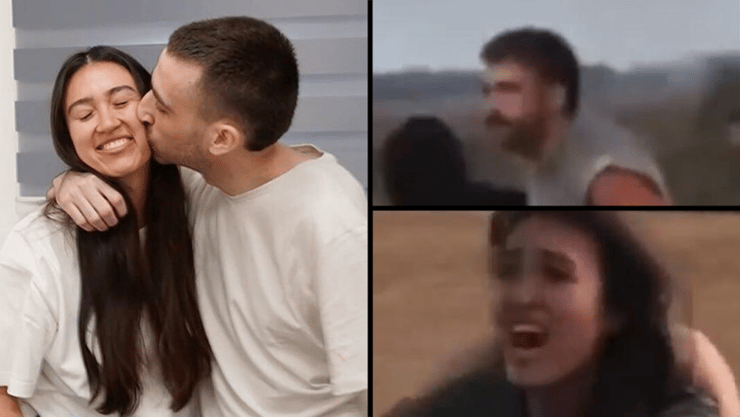 נועה ארגמני ואבינתן אור במהלך החטיפה ואחרי השחרור