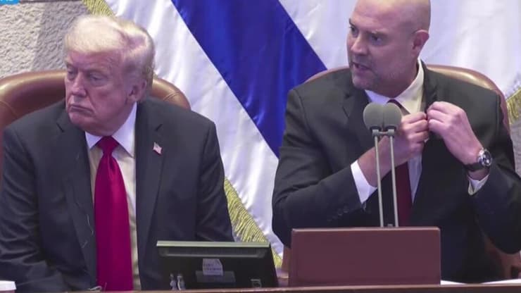 אמיר אוחנה בנאום בכנסת בזמן ביקורו של הנשיא טראמפ