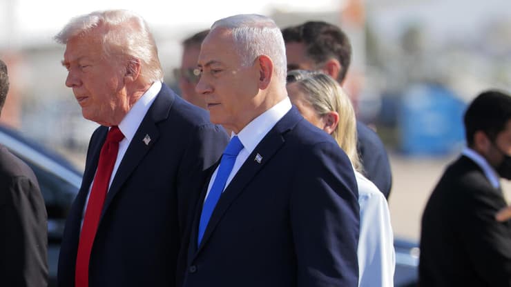 בנימין נתניהו יצחק הרצוג קבלת פנים ל נשיא ארה"ב דונלד טראמפ ב בנתב"ג