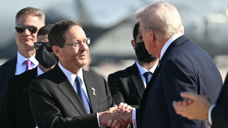 יצחק הרצוג קבלת פנים ל נשיא ארה"ב דונלד טראמפ ב בנתב"ג