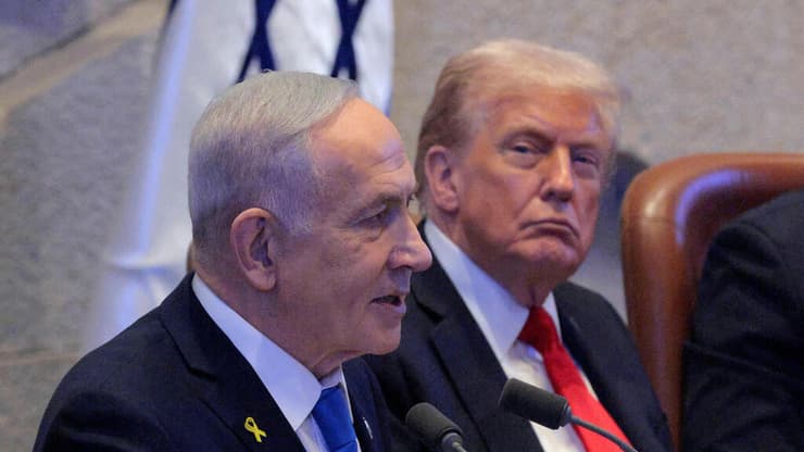 "ממדאני סחף אנשים שהצביעו לטראמפ". נשיא ארה"ב עם נתניהו (צילום: JALAA MAREY/Pool via REUTERS, Chip Somodevilla / POOL / AFP) נאום דונלד טראמפ בכנסת ישראל