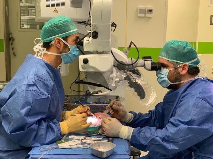 מימין לשמאל: ד"ר אשרף אימאם וד"ר עבד חלאילה במהלך ניתוח בבית החולים הדסה