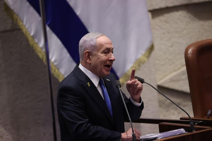 צילום: אלכס קולומויסקי בנימין נתניהו נואם בפתיחת מושב הכנסת