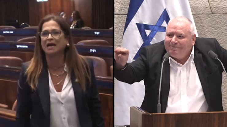 דודי אמסלם תוקף את מירב בן ארי בנאומו בפתיחת מושב הכנסת (צילום: ערוץ כנסת) דוד אמסלם נואם בפתיחת מושב הכנסת