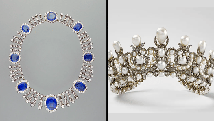 כתר של הקיסרית אז'ני רעייתו של נפוליאון השלישי שנגנב ב שוד ב מוזיאון ה לובר הלובר צרפת, שרשרת ששימשה את מלכת צרפת מריה אמליה ונגנבה ב שוד מוזיאון ה לובר הלובר צרפת