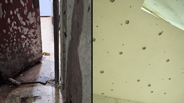 הנזק מהפיצוץ העוצמתי (צילום: תומר שונם הלוי, כאן דרום) הדירה באשקלון שעליה נזרק רימון רסס